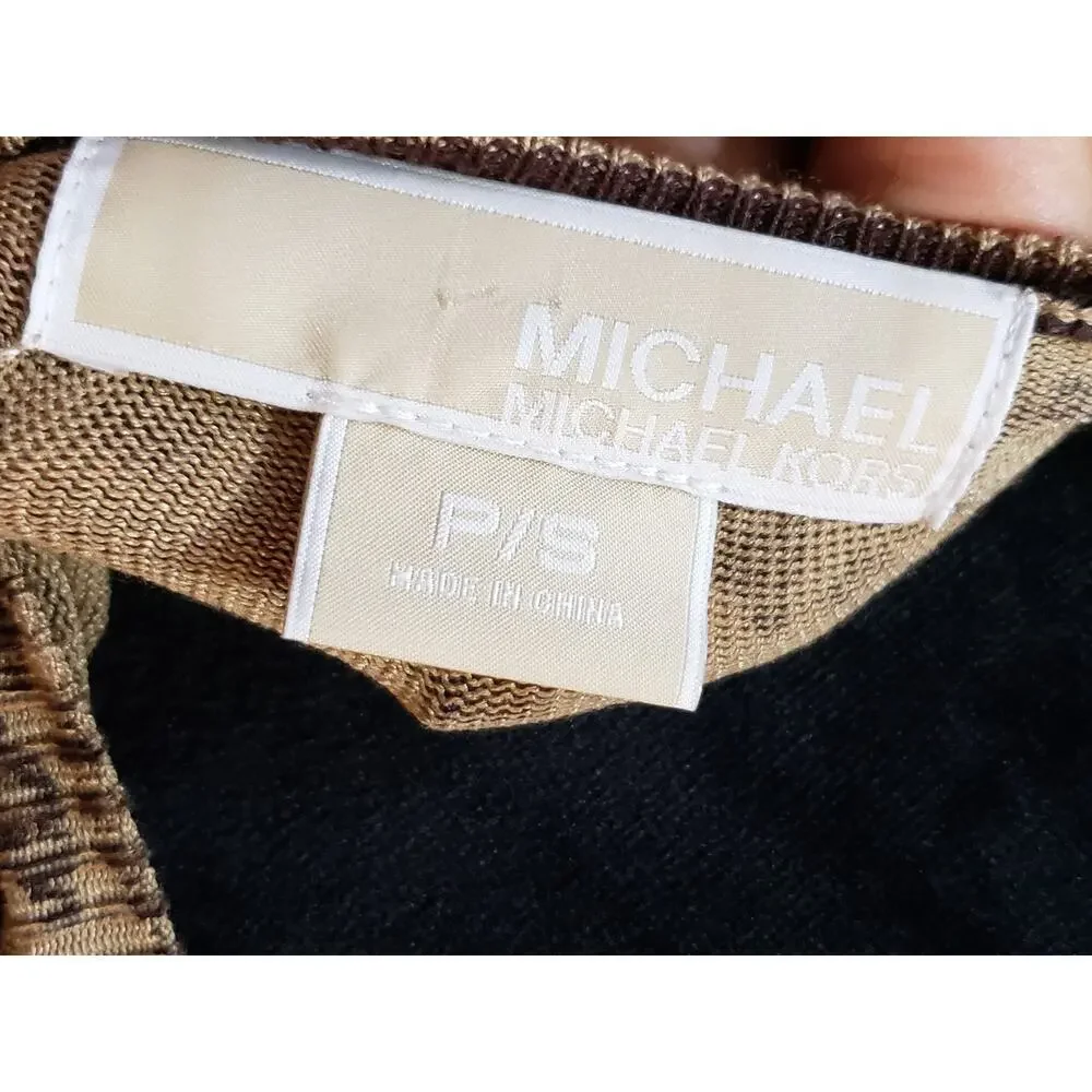 Michael Kors Cardigan Women‎ P/S Brown Leopard Print Long Sleeve Button Front